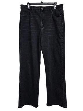 Kut From The Kloth Sienna Wide Leg High Rise Denim Jeans in Faded Black Size 14